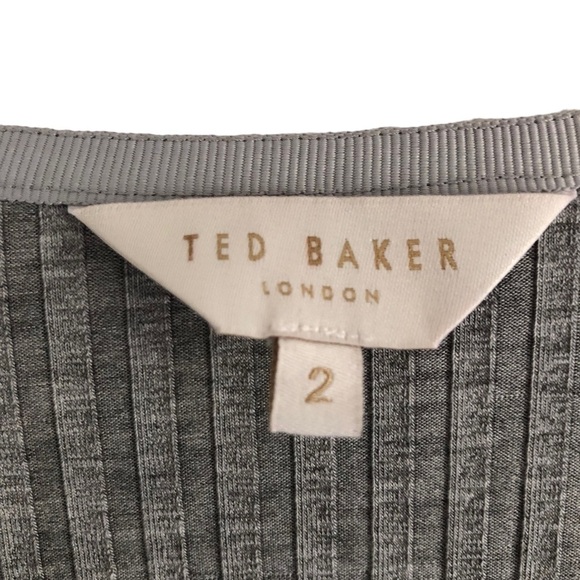 Ted Baker London Rib Detail Jersey Wrap Top Gray Size Small - Picture 6 of 9
